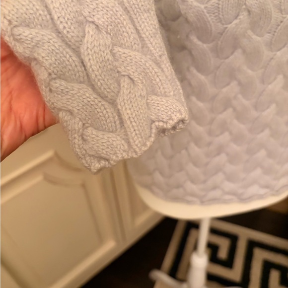 Neiman Marcus powder blue basket weave Mock Turtleneck Sweater - Picture 5 of 13